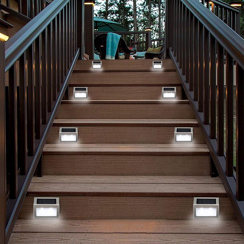 Lightess Solar Lights Outdoor Waterproof Deck Light, Solar Stair Lights Outside LED Step Lighting Stainless Steel for Paths Patio Garden Yard, Pack of 6 - Image 2